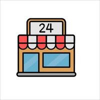 A store with a sign that says 24 hours vector