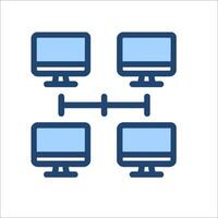 A group of computers connected to each other vector