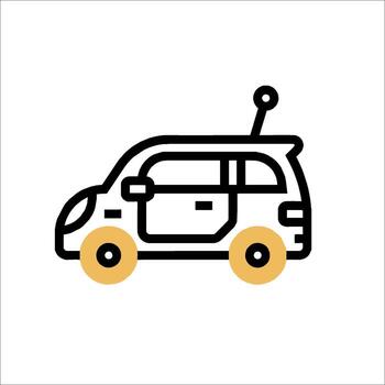 A small car with a robot on top of it vector