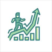 A man is climbing up a graph chart vector