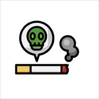 A cigarette and a skull icon vector