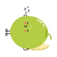 Cute sleeping Green olive character with a whimsical design. hand drawn cartoon kawaii character illustration icon. Isolated on white background. Green olive sleeping character vector