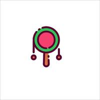 A pink and green magnifying glass icon vector