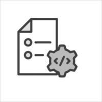 A document with a gear and a check mark vector