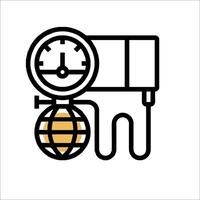 A clock and a globe icon on a white background vector