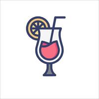 A drink with a slice of lemon and a straw vector