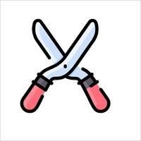 A pair of scissors with red handles on a white background vector