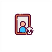 A skull and a person in a frame with a photo vector