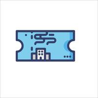 A ticket icon with a building in the background vector