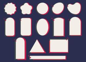 Halftone collage text boxes set. Speech bubbles collection. Various geometry shapes grunge punk dotted stickers. vector