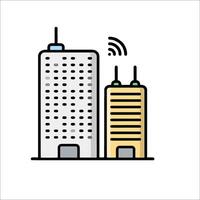 Two buildings with wifi antennas on top vector