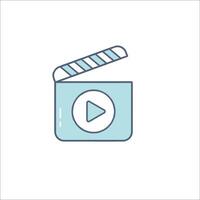A movie clapper icon with a play button vector
