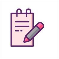 A notebook with a pencil and a pen icon vector