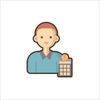 A man holding a calculator and a coin vector