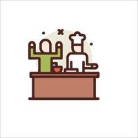 A chef and a cook are standing at a counter vector