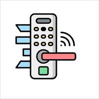 A phone with a keypad and a button vector