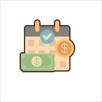 A calendar with money and a check mark vector
