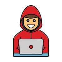 Funny Hacker Illustration Mockup Isolated on White Background vector