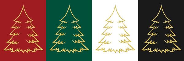 Happy New Year and Merry Christmas. Golden Christmas tree on the different background. vector