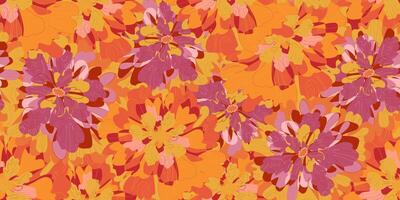 a colorful abstract pattern with orange and purple flowers vector