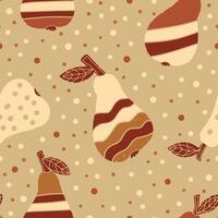 a seamless pattern with pears and leaves vector