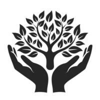 Hands Holding Tree for Sustainable Designs vector