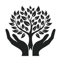 Minimalist Hands and Tree for Growth and Nature Branding vector
