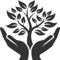 Hands Holding Tree for Eco-Friendly and Sustainability Designs vector