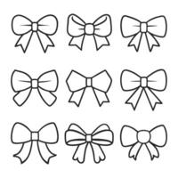 Minimalist Line Art Bow Set for Creative Digital and Print Designs vector