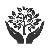 Minimalist Tree in Hands Illustration for Environmental Logos vector