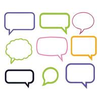 Flat Color Line Art Speech Bubble Collection for Versatile Design vector
