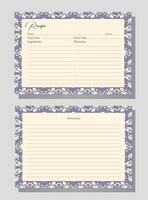 Recipe cards with purple and beige. Intricate geometric shapes and patterns. Decorative and functional design. Perfect for organizing and sharing recipes. Suitable for stationery, home and kitchen use vector