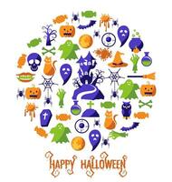 Set of Happy Halloween icons vector