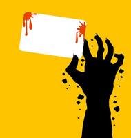 Zombie hand holding invite card for halloween vector