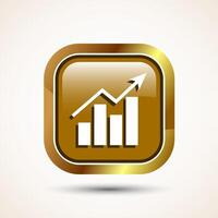 Bar chart icon design illustration, Graph icon, Growth sign, Growth chart, Gold color square button design vector