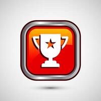 Award icon design illustration, Winning icon, Champion symbol, Orange color square button design vector