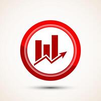 Bar chart icon design illustration, Graph icon, Growth sign, Growth chart, Red color button design vector