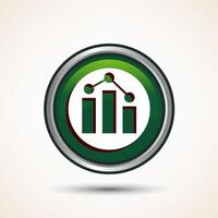 Bar chart icon design illustration, Graph icon, Growth sign, Growth chart, Green color round button design vector