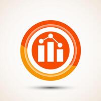 Bar chart icon design illustration, Graph icon, Growth sign, Growth chart, Orange color button design vector
