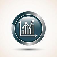 Bar chart icon design illustration, Graph icon, Growth sign, Growth chart, Gray color round button design vector