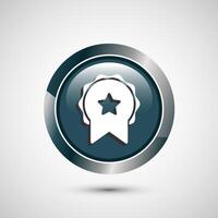 Award icon design illustration, Winning icon, Champion symbol, Gray color round button design vector