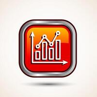 Bar chart icon design illustration, Graph icon, Growth sign, Growth chart, Orange color square button design vector