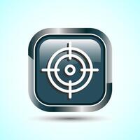 Target goal icon design illustration, Goal sign symbol, Gray color square button design vector