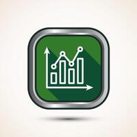 Bar chart icon design illustration, Graph icon, Growth sign, Growth chart, Green shadow button design vector