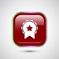 Award icon design illustration, Winning icon, Champion symbol, Red color square button design vector