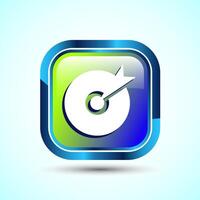Target goal icon design illustration, Goal sign symbol, Glossy square button design vector