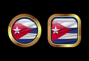 Glossy flag button of Cuba, High quality web button design vector