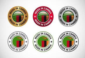 Made in Zambia label icon with flag. Icon set for business, badge, seal, sticker, logo, and symbol vector