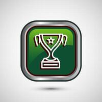 Award icon design illustration, Winning icon, Champion symbol, Green color square button design vector