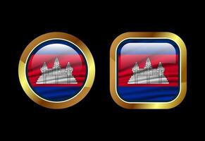 Glossy flag button of Cambodia, High quality web button design vector
